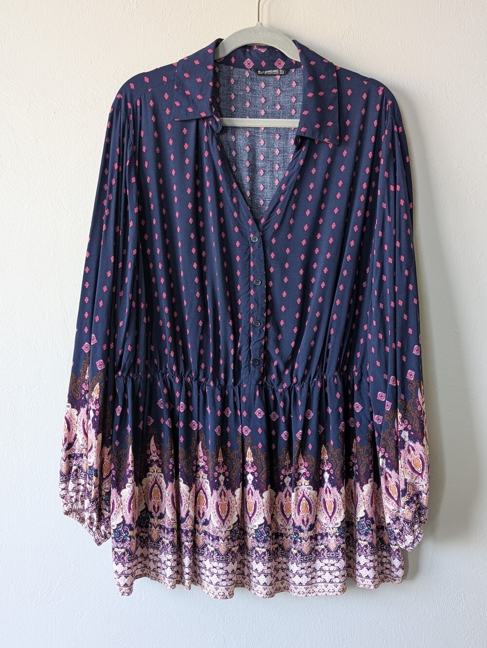 BloomChic Made For Your Curves Purple Pink Paisley Rayon Mini Dress Size US 26